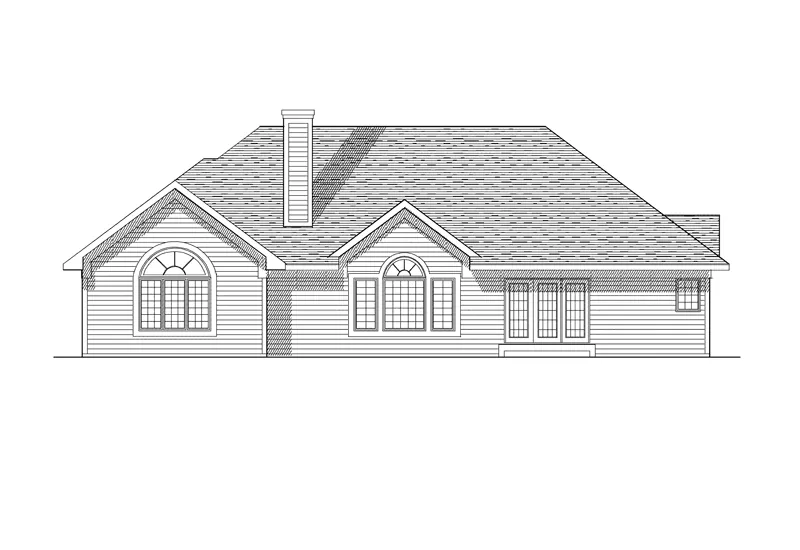 Ranch House Plan Rear Elevation - Bamberger Place Ranch Home 051D-0126 - Search House Plans and More