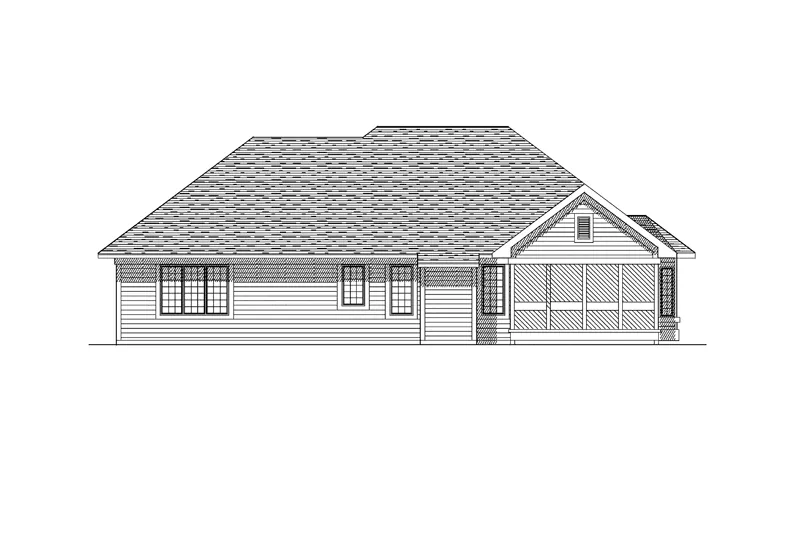 Traditional House Plan Rear Elevation - Bonhomme Park Ranch Home 051D-0145 - Search House Plans and More