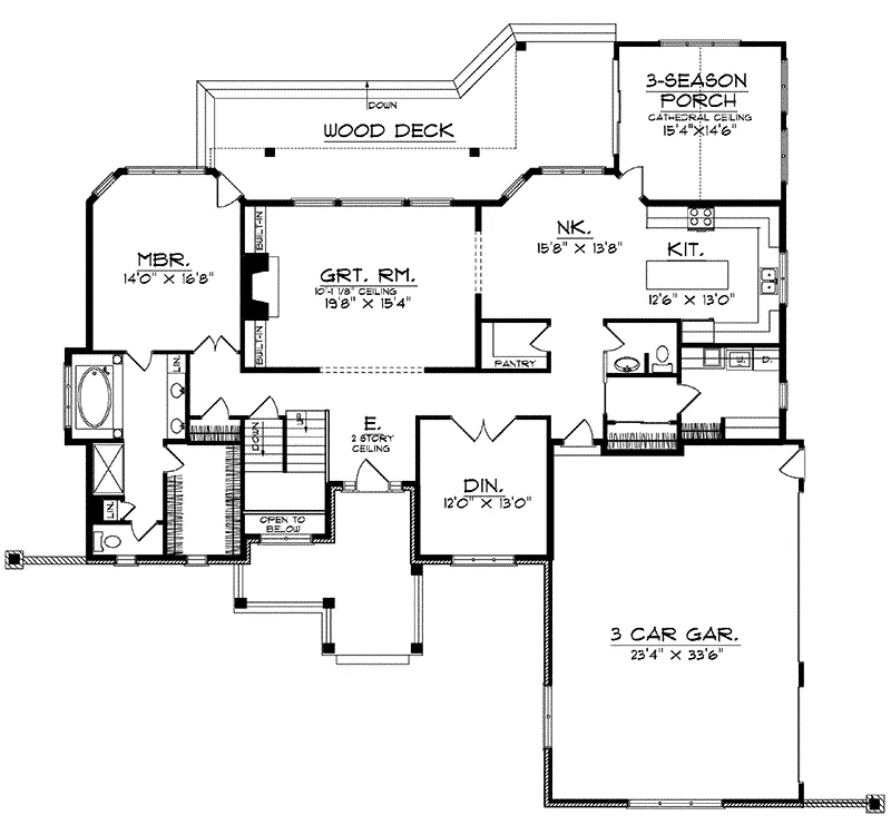 European House Plan First Floor - Alberta Craftsman Shingle Home 051D-0183 - Search House Plans and More