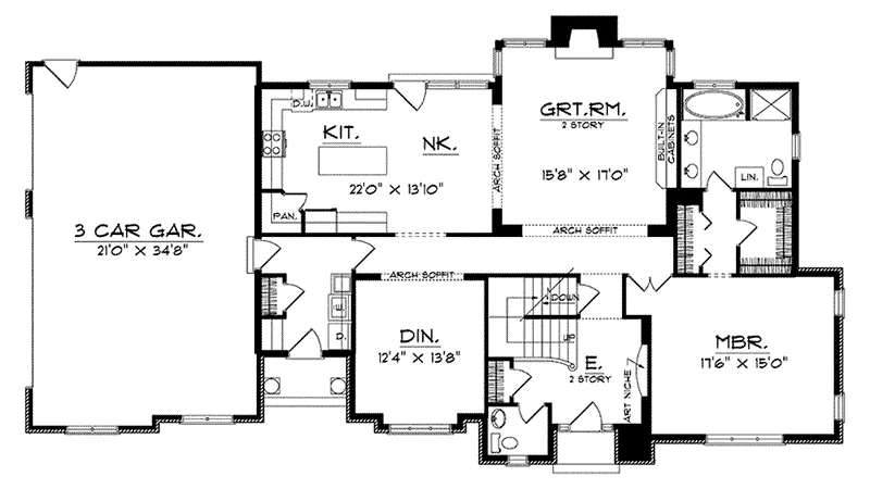 Traditional House Plan First Floor - River Valley Rustic Home 051D-0209 - Shop House Plans and More