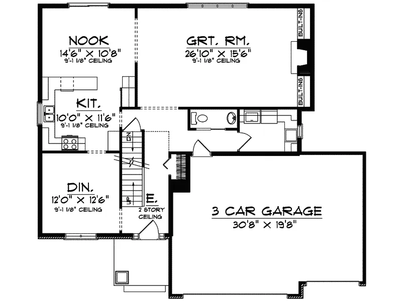 Arts & Crafts House Plan First Floor - Bellingham Place Craftsman Home 051D-0276 - Search House Plans and More