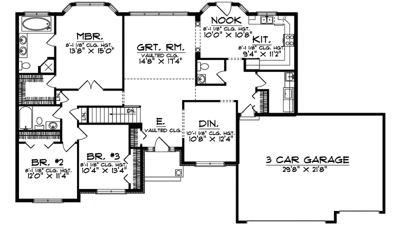 Ranch House Plan First Floor - Cristobal Traditional Ranch Home 051D-0283 - Search House Plans and More