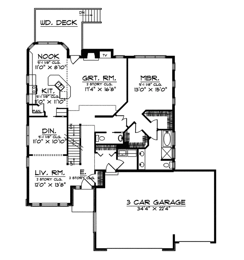 Craftsman House Plan First Floor - Winona Manor Craftsman Home 051D-0290 - Shop House Plans and More