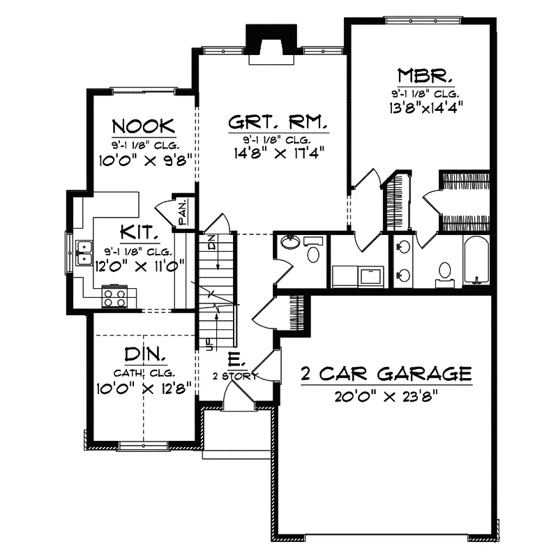 Southern House Plan First Floor - Jamesborough Ranch Home 051D-0291 - Search House Plans and More