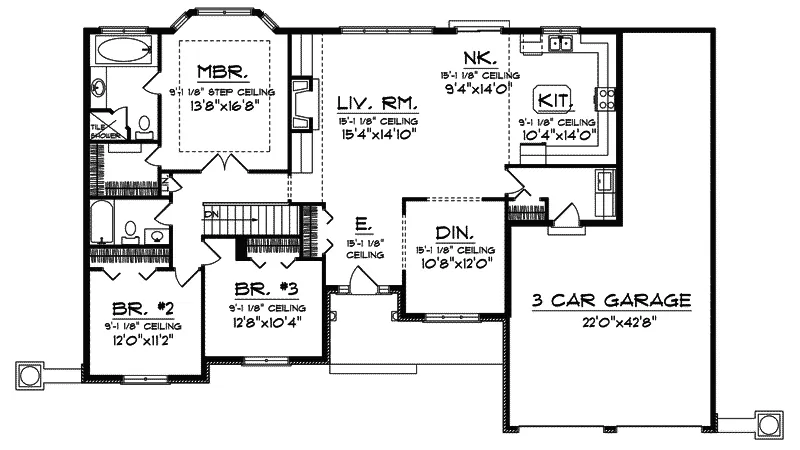 Craftsman House Plan First Floor - Manor Knoll Contemporary Home 051D-0296 - Shop House Plans and More