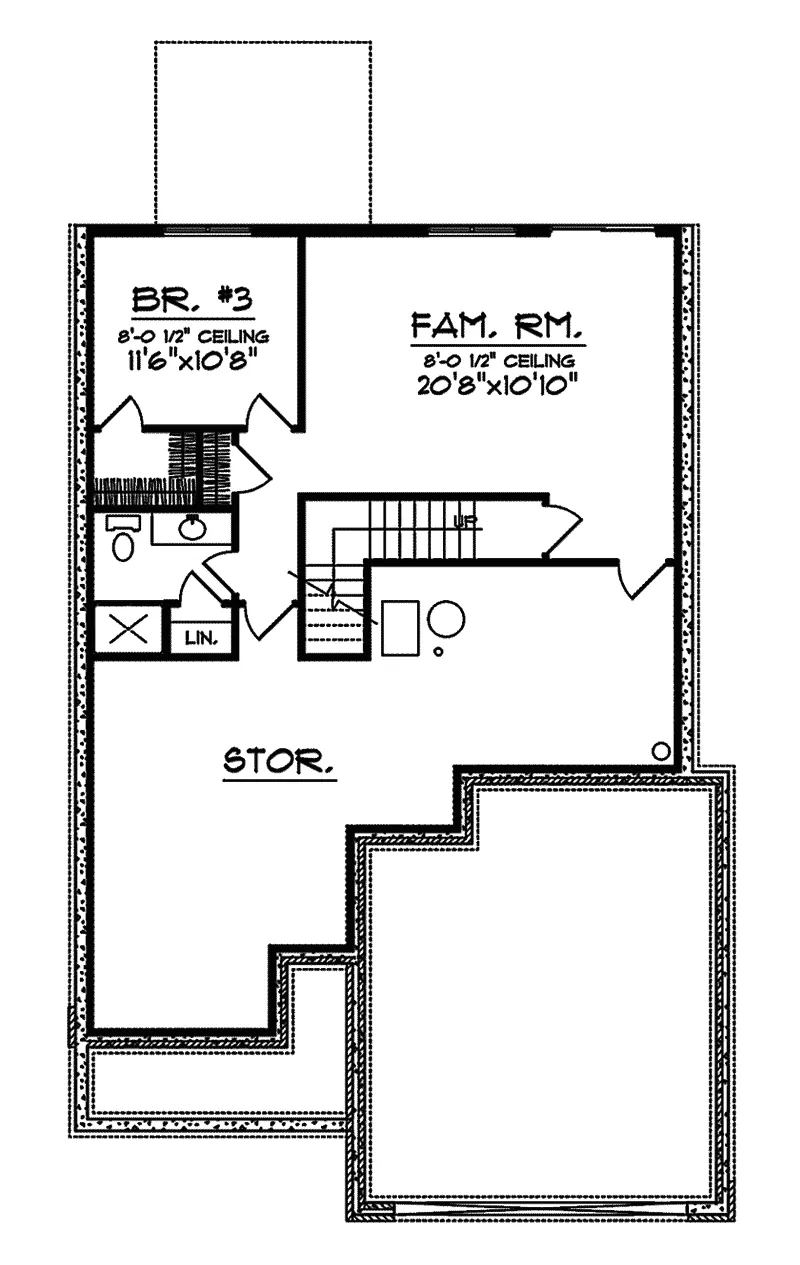Traditional House Plan Lower Level Floor - Bastanti Traditional Ranch Home 051D-0325 - Search House Plans and More
