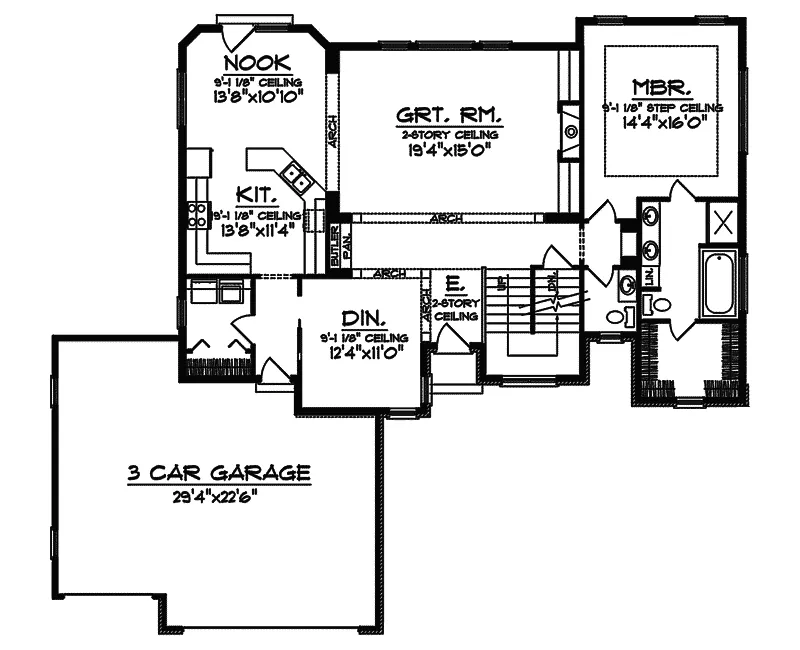 Traditional House Plan First Floor - Merollis Traditional Home 051D-0349 - Shop House Plans and More