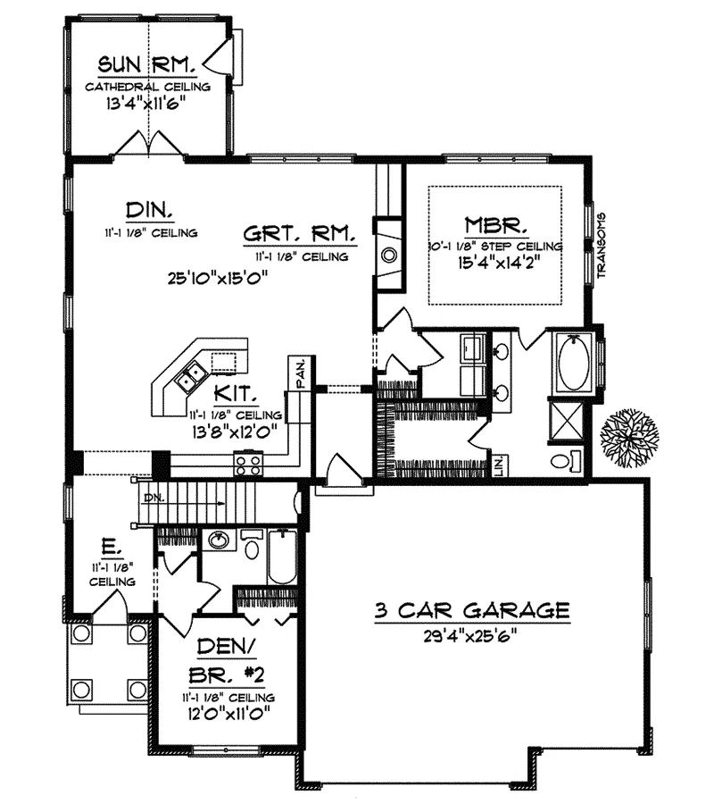 Shingle House Plan First Floor - Darnell Hollow Ranch Home 051D-0351 - Search House Plans and More