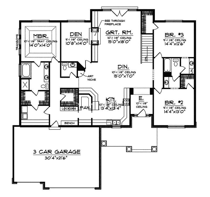 Arts & Crafts House Plan First Floor - Victorino European Home 051D-0353 - Shop House Plans and More