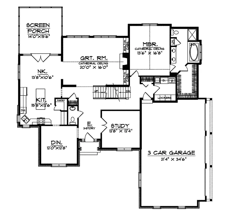 Tudor House Plan First Floor - Denali Hill European Home 051D-0370 - Search House Plans and More