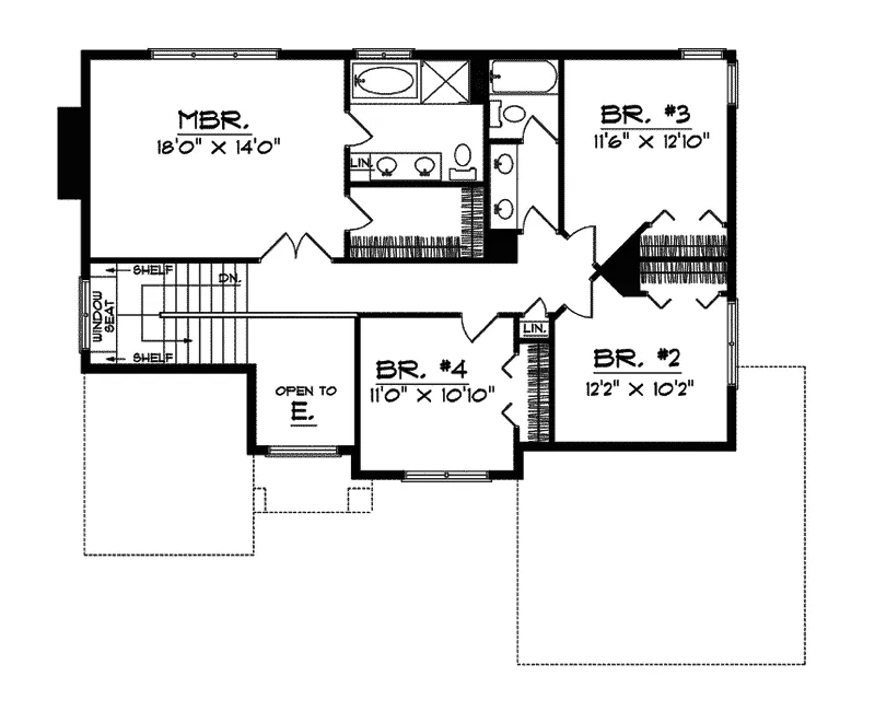 Traditional House Plan Second Floor - Delrosario Traditional Home 051D-0376 - Search House Plans and More