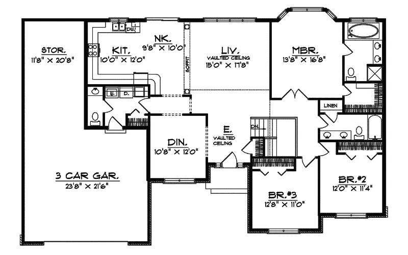 Traditional House Plan First Floor - Giovanni Traditional Ranch Home 051D-0385 - Search House Plans and More