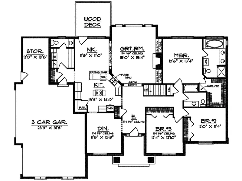 Ranch House Plan First Floor - Buffington Creek Craftsman Home 051D-0389 - Search House Plans and More