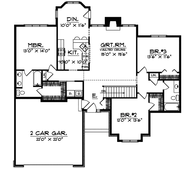 Ranch House Plan First Floor - Kenmont Ranch Style Home 051D-0391 - Search House Plans and More