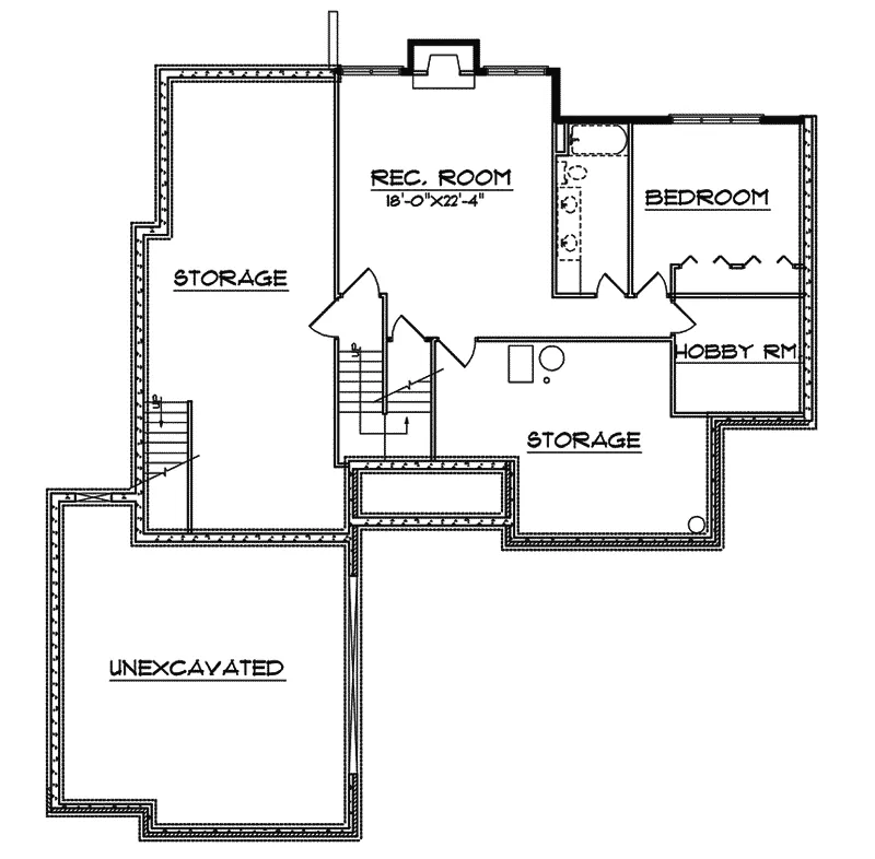 Traditional House Plan Lower Level Floor - Sarandon Traditional Ranch Home 051D-0396 - Shop House Plans and More