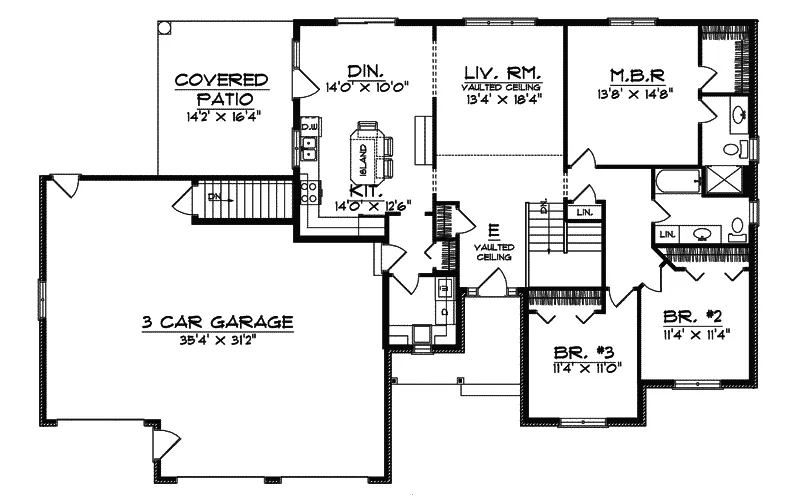 Traditional House Plan First Floor - Walorth Ranch Home 051D-0408 - Shop House Plans and More