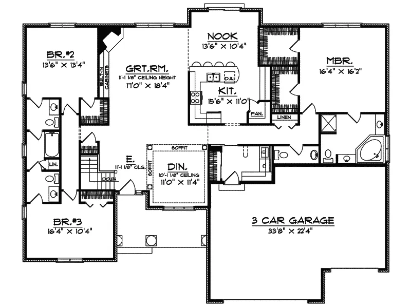 Ranch House Plan First Floor - Dorsett Place Traditional Home 051D-0422 - Search House Plans and More