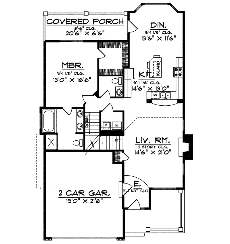 Traditional House Plan First Floor - Clover Farm Country Home 051D-0442 - Search House Plans and More