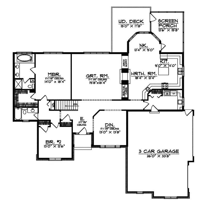Ranch House Plan First Floor - Grays Creek Traditional Home 051D-0443 - Search House Plans and More