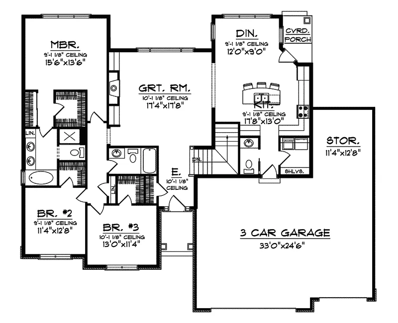 Ranch House Plan First Floor - Dogwood Acres Ranch Home 051D-0460 - Search House Plans and More