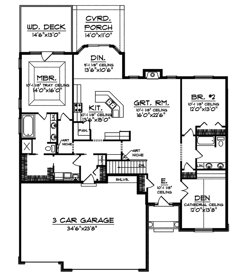 Shingle House Plan First Floor - Granberry Place Ranch Home 051D-0462 - Search House Plans and More