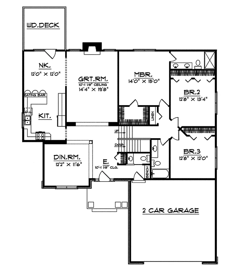 Southern House Plan First Floor - Vescovo Ranch Home 051D-0474 - Shop House Plans and More