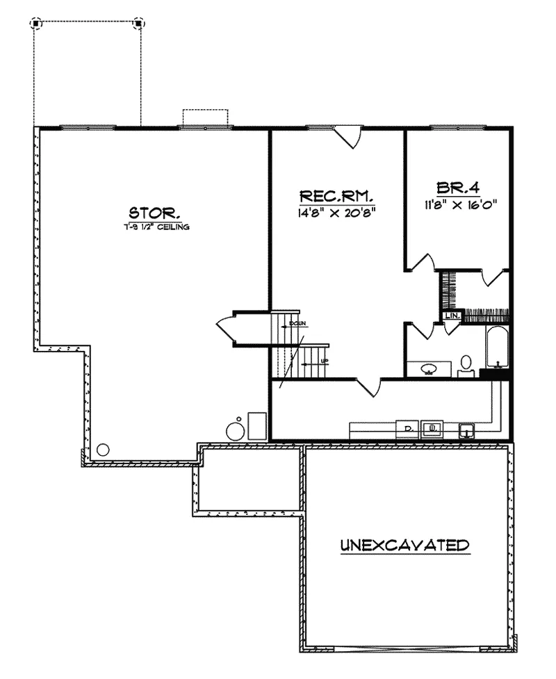 Southern House Plan Lower Level Floor - Vescovo Ranch Home 051D-0474 - Shop House Plans and More