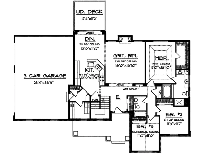 Colonial House Plan First Floor - Longfield Luxury Ranch Home 051D-0514 - Shop House Plans and More
