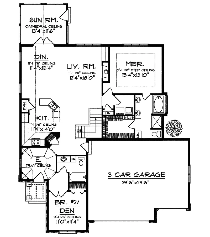 English Cottage House Plan First Floor - Seven Gables European Home 051D-0516 - Shop House Plans and More