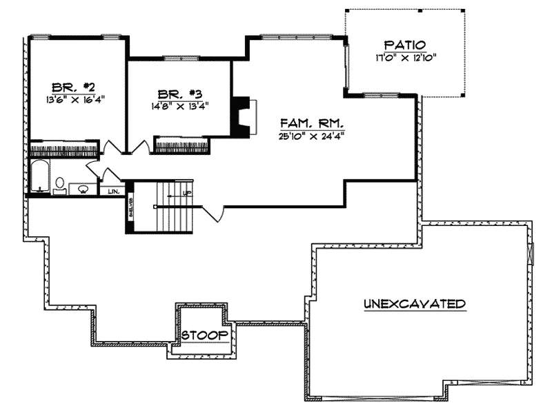 European House Plan Lower Level Floor - Durrand Traditional Home 051D-0534 - Search House Plans and More