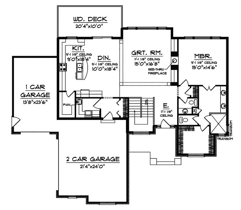 Craftsman House Plan First Floor - Fallon Hill Traditional Home 051D-0536 - Search House Plans and More