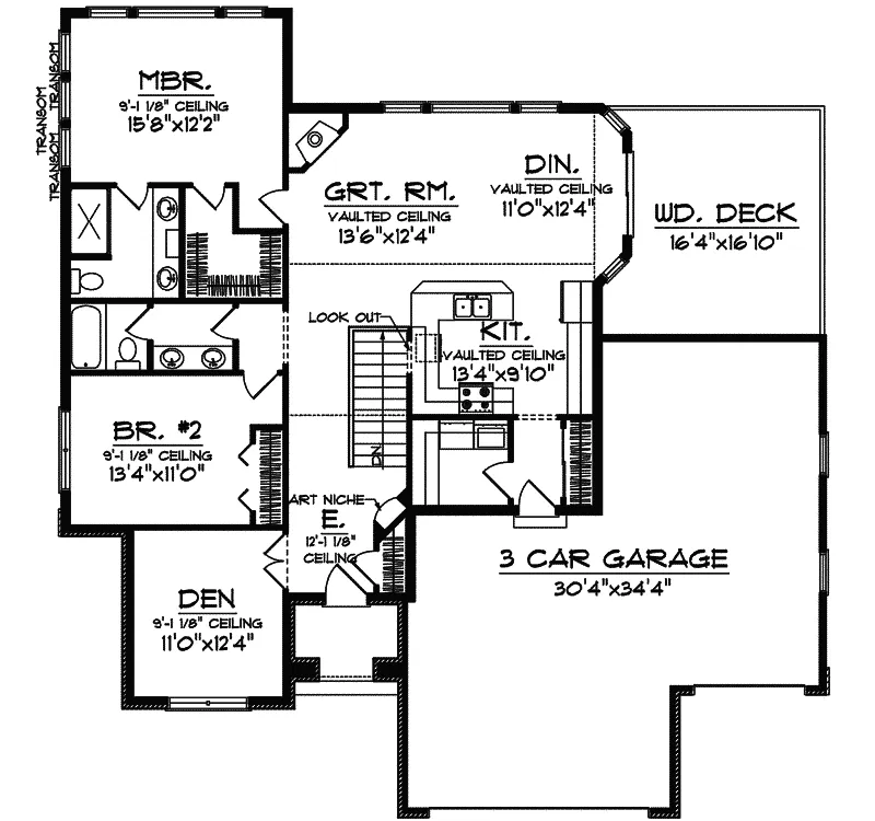 Traditional House Plan First Floor - Hankinson European Ranch Home 051D-0594 - Search House Plans and More