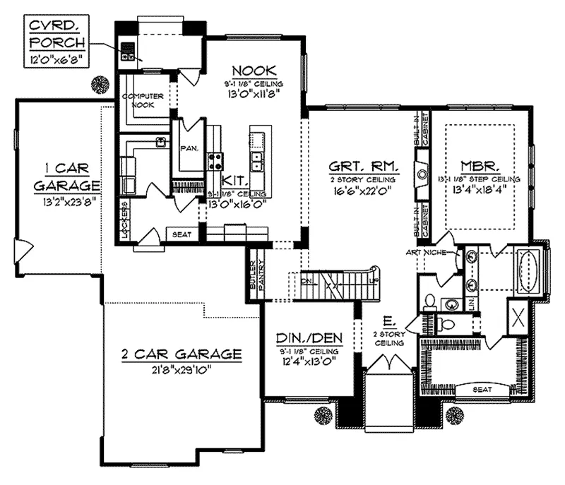 Traditional House Plan First Floor - Blueberry Hill Modern Home 051D-0636 - Search House Plans and More