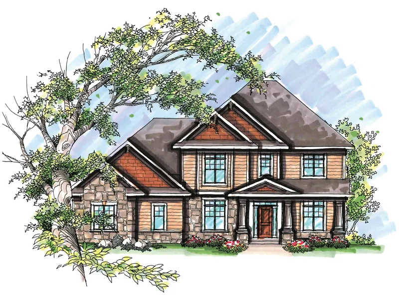 Traditional House Plan Front of Home - Archer Traditional Home 051D-0642 - Search House Plans and More