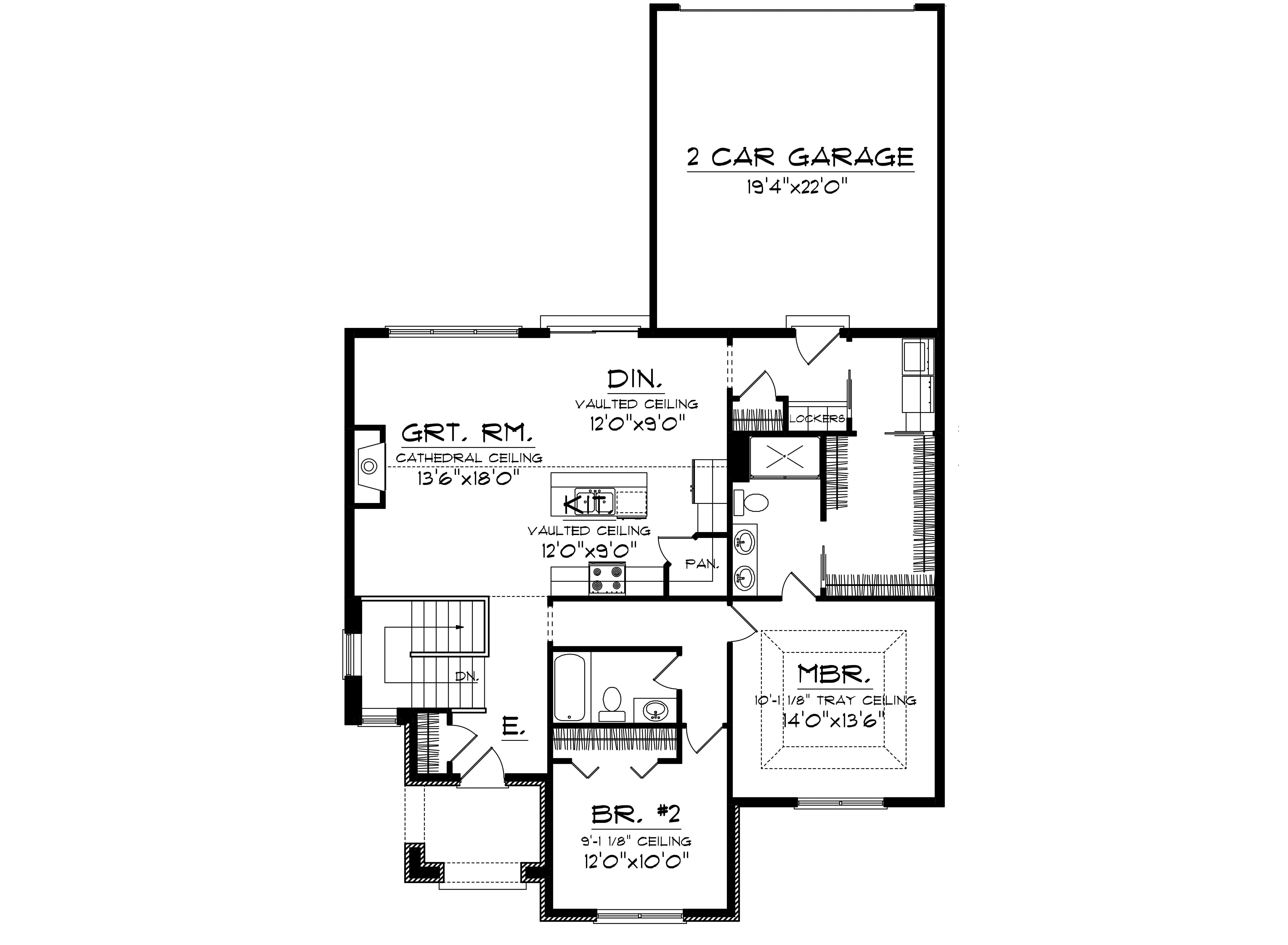 Ranch House Plan First Floor - New Castle Tudor Ranch Home 051D-0671 - Shop House Plans and More