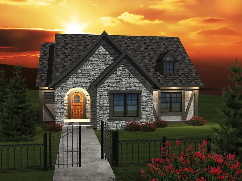 Ranch House Plan Front of Home - New Castle Tudor Ranch Home 051D-0671 - Shop House Plans and More