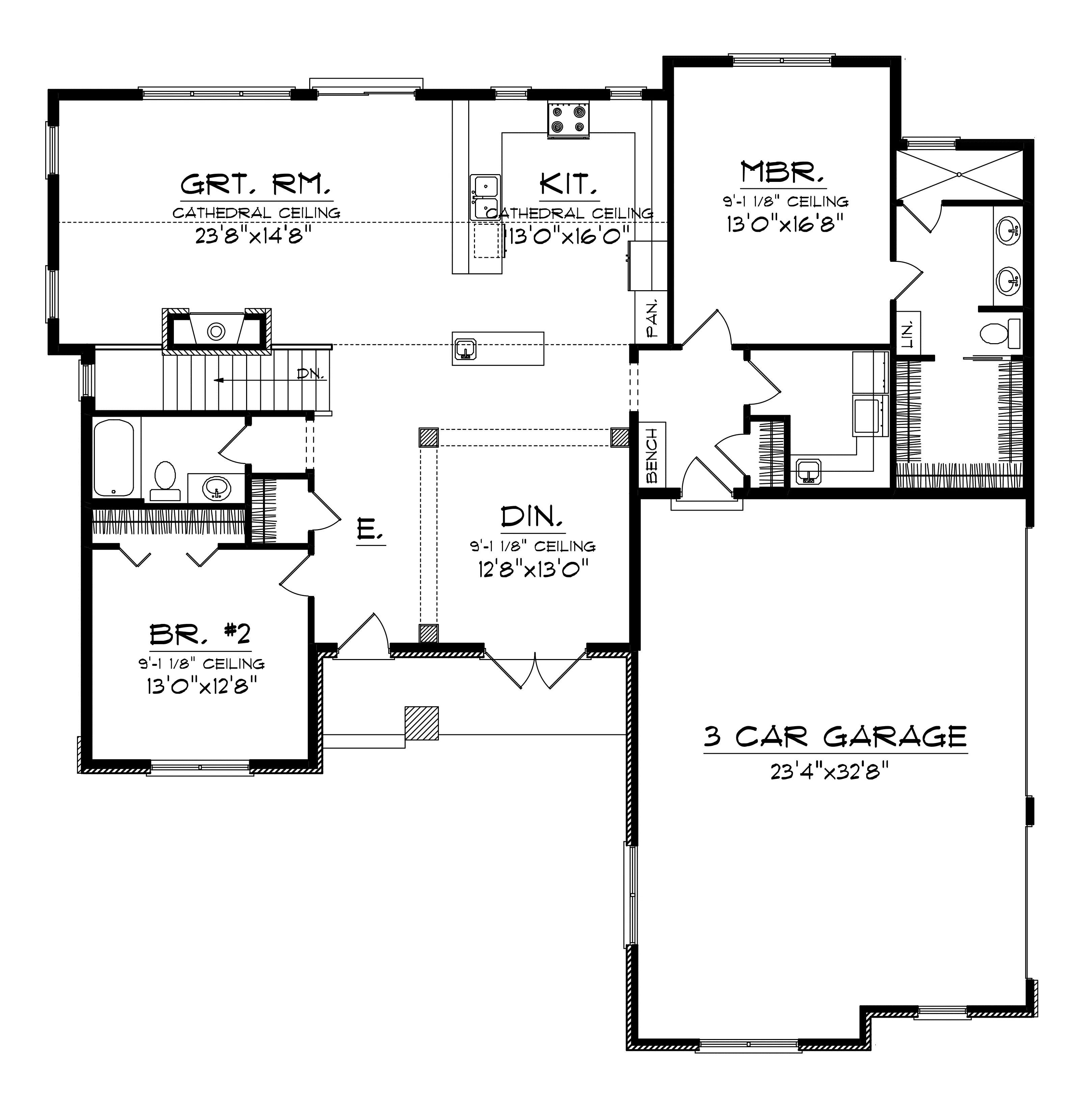 Craftsman House Plan First Floor - Bellarmine European Ranch Home 051D-0676 - Search House Plans and More