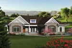 Craftsman House Plan Front of Home - Bellarmine European Ranch Home 051D-0676 - Search House Plans and More