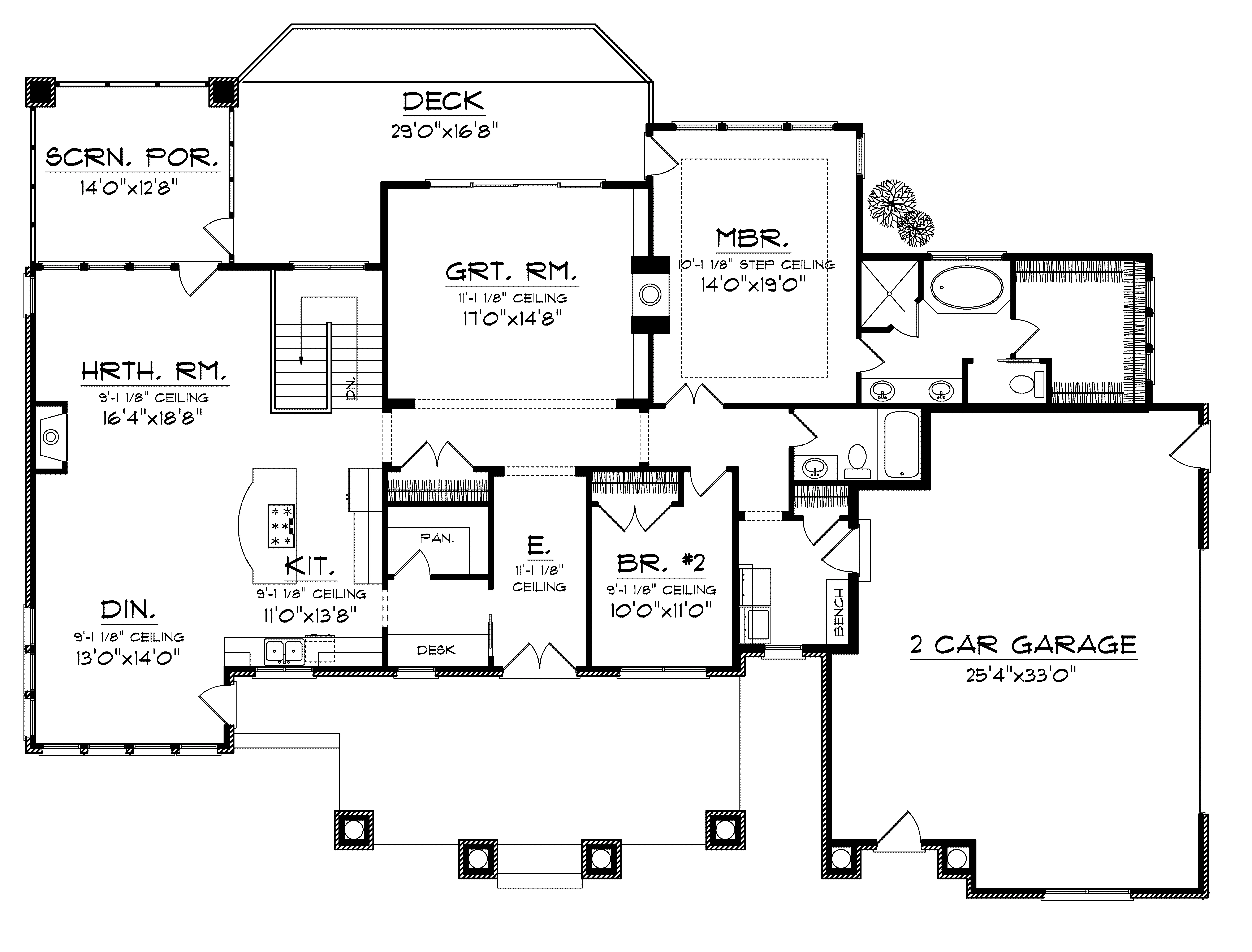 Country House Plan First Floor - Ridge Brook Shingle Ranch Home 051D-0697 - Shop House Plans and More