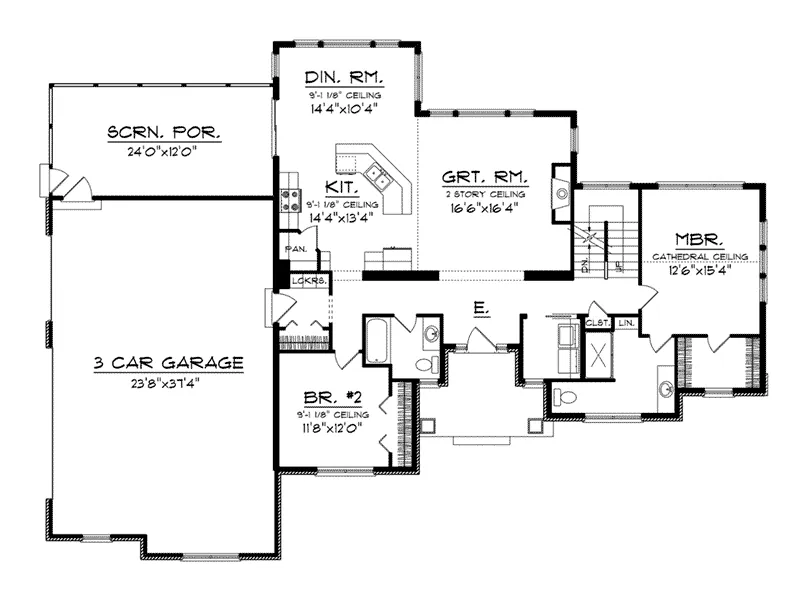 Rustic House Plan First Floor - Drenpointe Craftsman Home 051D-0721 - Search House Plans and More