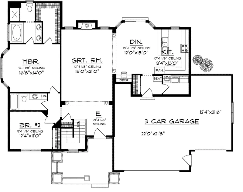 Craftsman House Plan First Floor - Watford Hill Rustic Home 051D-0738 - Shop House Plans and More