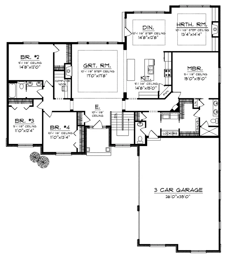 Traditional House Plan First Floor - Martin Pines Ranch Home 051D-0749 - Shop House Plans and More