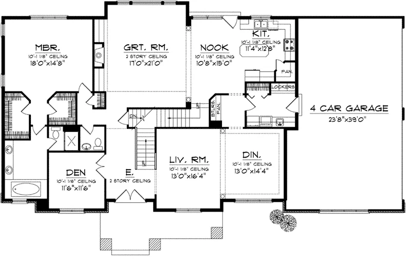 Shingle House Plan First Floor - Pimlico Cove Prairie Home 051D-0753 - Shop House Plans and More