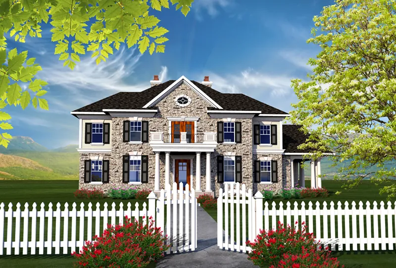 Georgian House Plan Front of Home - Gillian Georgian Style Home 051D-0770 - Search House Plans and More