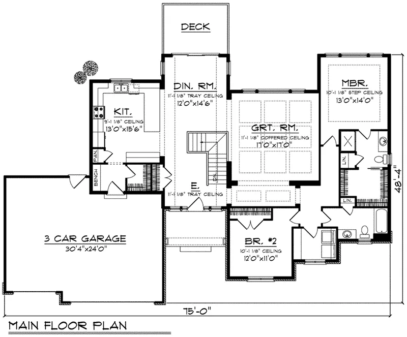 Arts & Crafts House Plan First Floor - Childers Creek Craftsman Home 051D-0785 - Search House Plans and More