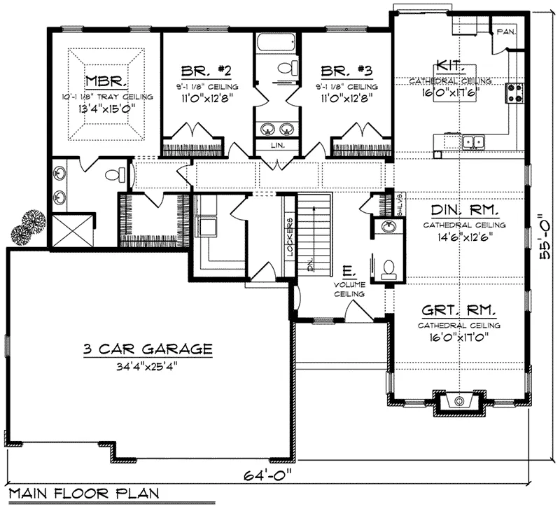 Arts & Crafts House Plan First Floor - Albion Canyon Shingle Home 051D-0788 - Search House Plans and More