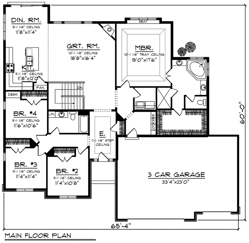 Prairie House Plan First Floor - Patti Creek Prairie Style Home 051D-0789 - Shop House Plans and More