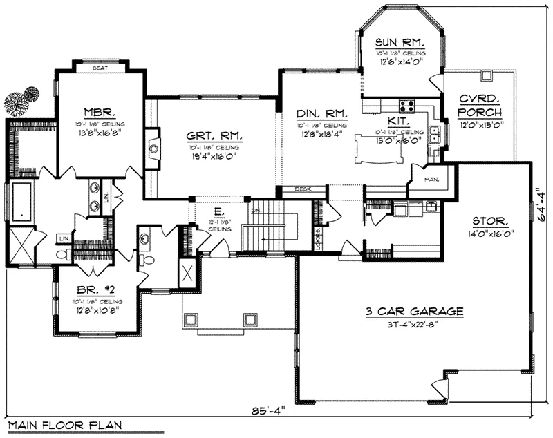 Mountain House Plan First Floor - Winsted European Home 051D-0790 - Shop House Plans and More