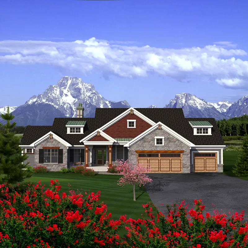 Mountain House Plan Front of Home - Winsted European Home 051D-0790 - Shop House Plans and More