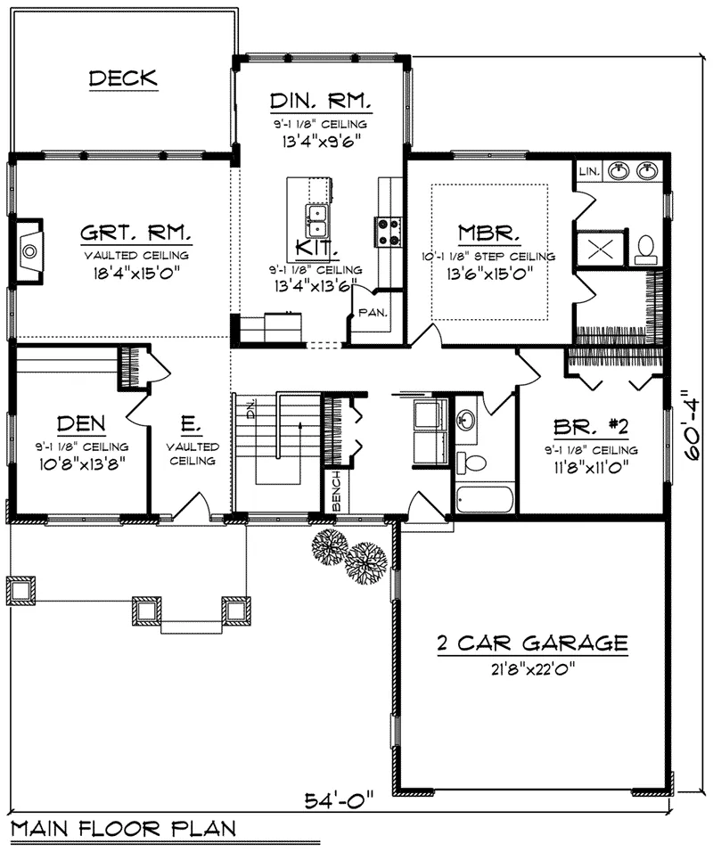Craftsman House Plan First Floor - Owen Country Ranch Home 051D-0801 - Shop House Plans and More